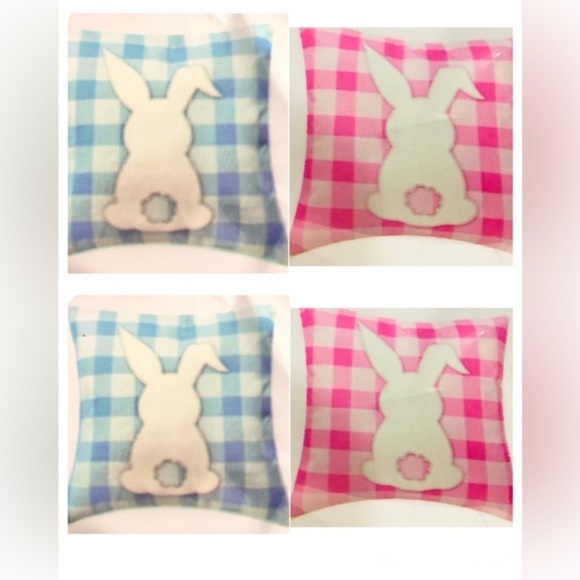 4pack pink & blue checkerboard print Easter bunny spring decor pillowcases new - Picture 1 of 7
